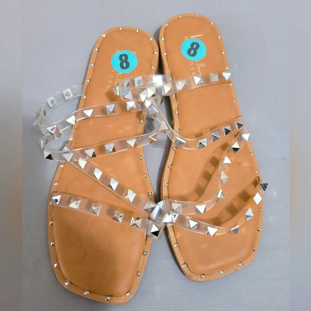 Nicole Miller  Nude studded Sandals Square Toe Coralinne